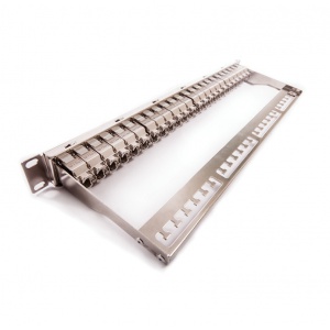 Patch panel, Category 6A, 24xRJ45/s, strieborný, osadený s KEJ-C6A-S-10G